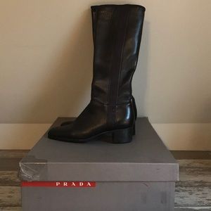 Tall black leather boots